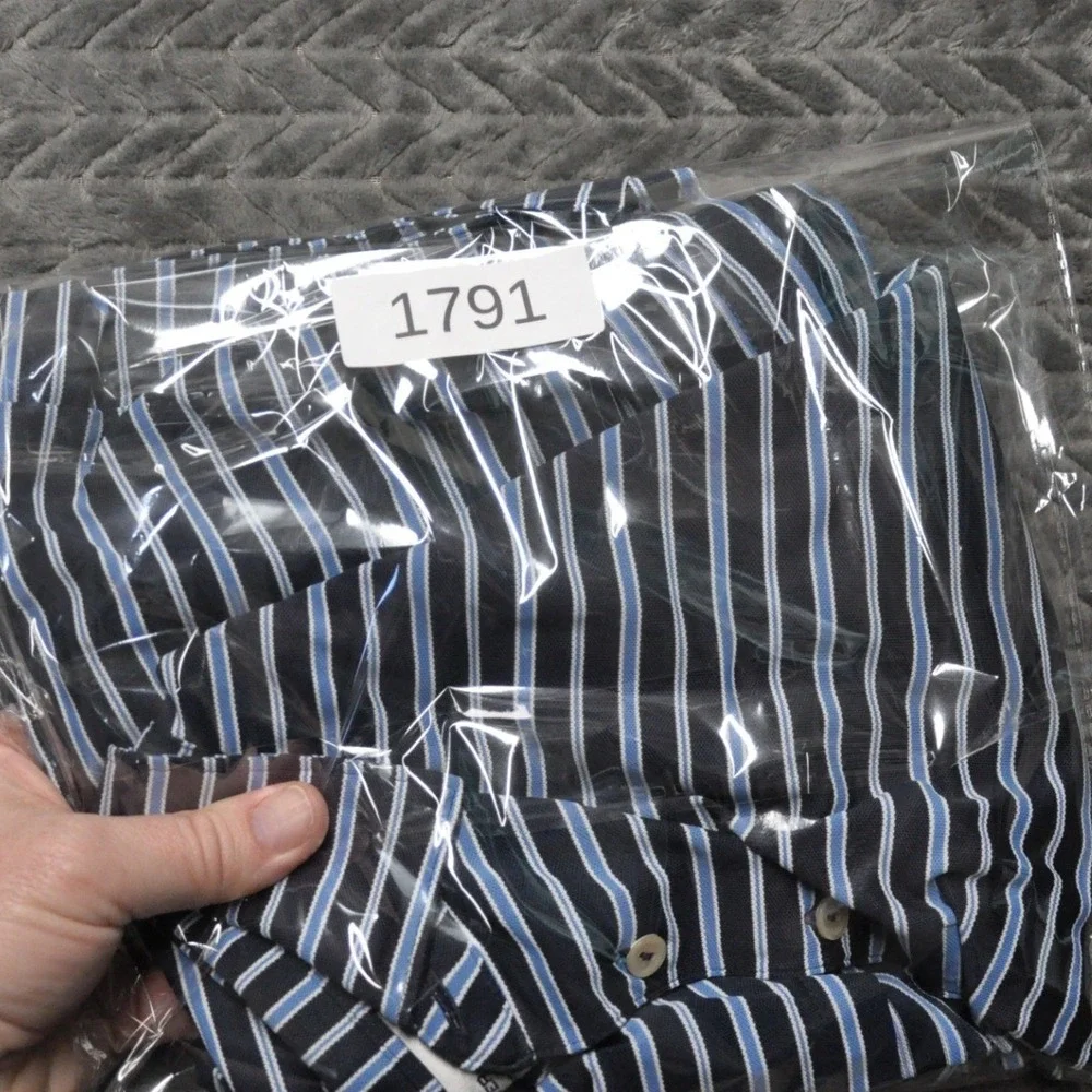 Peter Millar Polo Shirt XL Navy‎ Blue Striped Excellent Summer Comfort (1791)